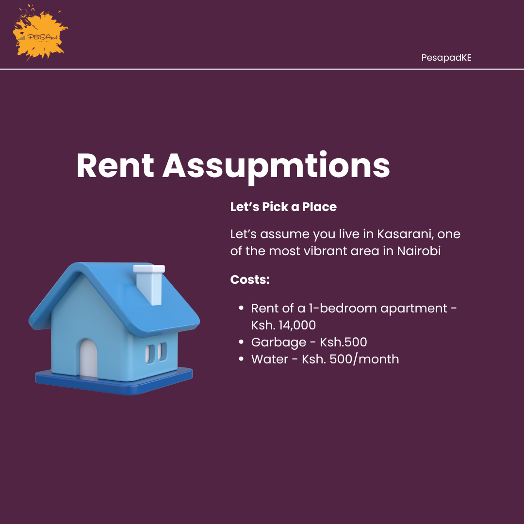 Pesapad carousel — Rent Assumptions breakdown for Nairobi living costs