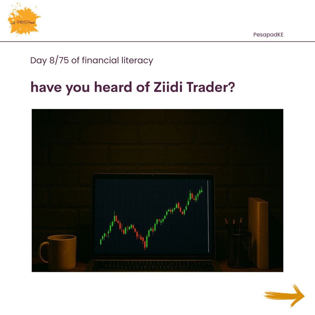 Pesapad carousel — Day 8 of 75, introducing the Ziidi Trader investment tool